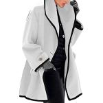 Manteaux en laine d'automne blancs à capuche Taille 5 XL plus size look fashion pour femme en promo 