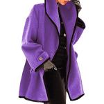 Manteaux en laine d'automne violets à capuche Taille XXL plus size look fashion pour femme en promo 
