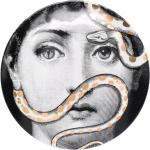 Assiettes en céramique Fornasetti noires à effet serpent en céramique à motif serpents 