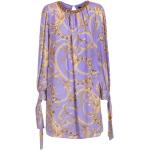 Robes Fracomina violettes imprimés foulard en polyester à manches longues minis à manches longues à col rond Taille M pour femme 