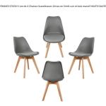 Chaises design marron en cuir synthétique finition mate en lot de 4 scandinaves 