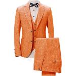 Vestes de costume de mariage orange en coton Taille XL look casual pour homme 