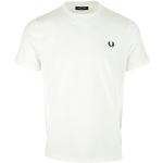 T-shirts col rond Fred Perry blancs en coton à manches courtes à col rond Taille XS pour homme 