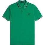 Polos brodés Fred Perry verts à manches courtes Taille XXL look casual pour homme 
