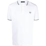 Polos brodés Fred Perry Twin Tipped blancs à rayures à manches courtes pour homme 