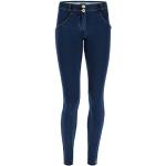 FREDDY WR.UP Jeggings Push-up WR.UP® en Jersey Biologique, Taille Basse, Jeans Sombre-Couture Jaune, Small