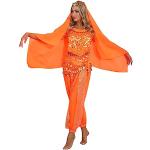 Vêtements de danse orange en mousseline à sequins Tailles uniques look fashion pour femme 