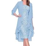 Robes de cocktail bleu ciel en dentelle sans manches Taille L plus size look fashion pour femme 