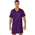 Robes de chambre courtes violettes en satin Taille 4 XL look fashion pour homme 
