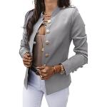 Capes en laine grises à carreaux en velours à paillettes à manches longues Taille L plus size look sportif pour femme 