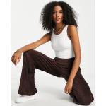 Pantalons taille haute French Connection marron chocolat en velours Taille L coupe regular pour femme en promo 