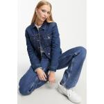 French Connection - Veste en jean avec bordure en fausse fourrure - Bleu