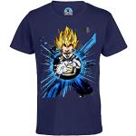 T-shirts à manches courtes bleus enfant Dragon Ball Vegeta lavable en machine look fashion 