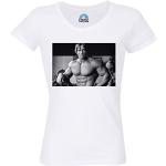 French Unicorn T-Shirt Femme Col Rond Coton Bio Arnold Schwarzenegger Jeune Célébrité Body Builder Photo Retro
