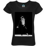 T-shirts noirs en coton à manches courtes Michael Jackson bio à manches courtes à col rond Taille XL look fashion pour femme 