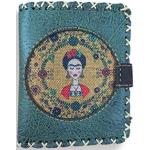 Porte-monnaies verts en nubuck Frida Kahlo vegan look fashion pour femme 