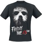 Friday the 13th Vendredi 13 Masque Homme T-Shirt Manches Courtes Noir L, 100% Coton, Regular/Coupe Standard