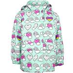 fringoo - Imperméable pour enfants à couleurs changeantes - Manteau pour enfants - Imperméable - Accents néon - Design multicolore Rainbow Love Heart