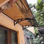 Front Door Canopy Outdoor Awning Shelter with Polycarbonate and Aluminium Frame Sun Rain Protection for Outdoor Window Porch Shade Patio Roof Cover (Color : A, Size : 80x150cm/31.5x59in)