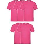 T-shirts Fruit of the Loom rose fushia à manches courtes lavable en machine à manches courtes à col rond en lot de 5 Taille XL look fashion pour homme 