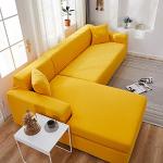 Housses de canapé d'angle jaunes extensibles 3 places 