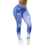 Jeans droits bleues claires stretch Taille M plus size look fashion pour femme 