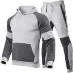Fulltime Sports Hoodie With A Suit Winter Men's Patchwork Fleece-Down Fashion Men Suits & Sets (Gray, XXL)