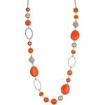 Sautoirs en argent pour la fête des mères orange en résine à perles look fashion pour femme 