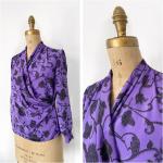 Chemisiers  violets à fleurs en polyester Taille S pour femme 