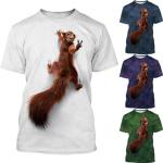 T-shirts à imprimés en fibre synthétique à motif écureuils à col rond Taille 3 XL look casual pour femme 