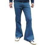 Jeans évasés bleus en coton délavés W32 look hippie pour homme 