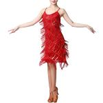 Tutus de danse de soirée rouges à franges sans manches Taille 3 XL look fashion pour femme 