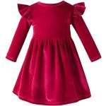 Robes en velours rouges à effet froissé en velours à volants look casual pour fille de la boutique en ligne Amazon.fr 