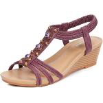 Sandales à talons violettes à talons compensés à bouts ouverts Pointure 39 look fashion pour femme 