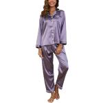 Pyjamas violets en satin Taille M look fashion pour femme 
