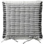 Galettes de chaise grises à rayures en coton à franges en lot de 2 45x45 cm en promo 