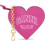 Porte-clés coeur Ganni roses en cuir éco-responsable 