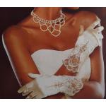 Gants de mariée blancs en satin à perles Tailles uniques romantiques 