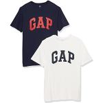 GAP V-Basic Arch Lot de 2 t-Shirts Classiques avec Logo pour Homme, Bleu/Blanc, XS