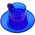 Tasses en verre bleues en céramique avec couvercle 