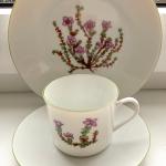 Tasses à café violettes à fleurs en porcelaine à motif fleurs 