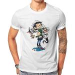 Gaston Lagaffe Comics 100% Cotton Tshirts The Twins of Gambler Personalize Homme T Shirt Funny Clothing White