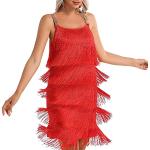 Robes de cocktail rouges à franges Taille XXL look fashion pour femme 
