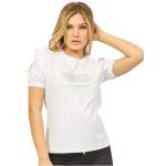 T-shirts col rond Gaudi blancs en jersey à strass à manches courtes à col rond Taille XS look casual pour femme 