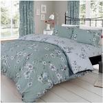 Linge de lit bleu canard à fleurs en polycoton à motif canards 200x200 cm 