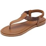 Sandales plates marron en caoutchouc à strass Pointure 41 avec un talon jusqu'à 3cm look fashion pour femme 