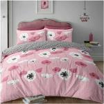Linge de lit rose en flanelle à motif fleurs 1 place 
