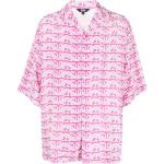 Chemises Gcds rose fushia en viscose imprimées à manches trois-quart pour homme en promo 