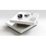 gdegdesign Table basse design blanche carrée doubles plateaux modulable - Boyan