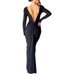 Robes de soirée longues de printemps noires à manches longues Taille S look fashion pour femme en promo 